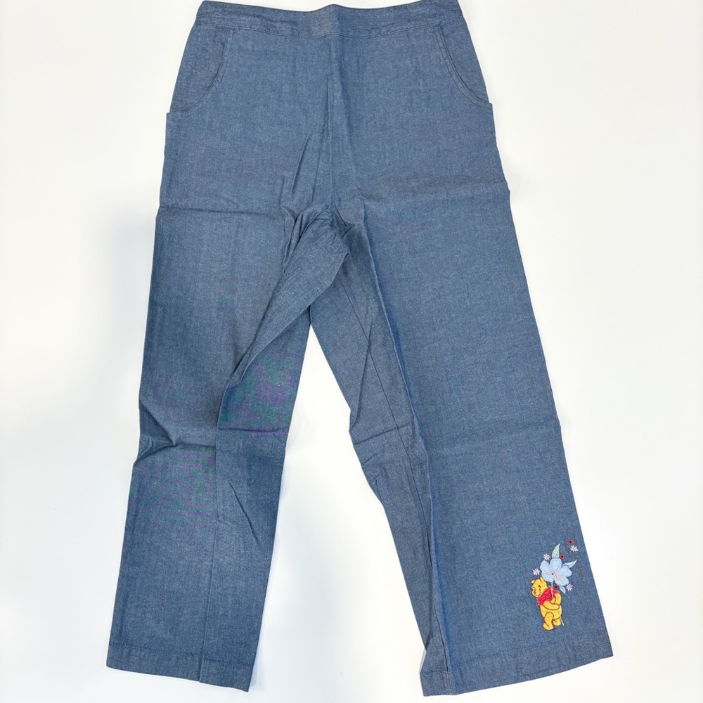 NEW Disney Winnie the Pooh chambray cropped ankle pant M